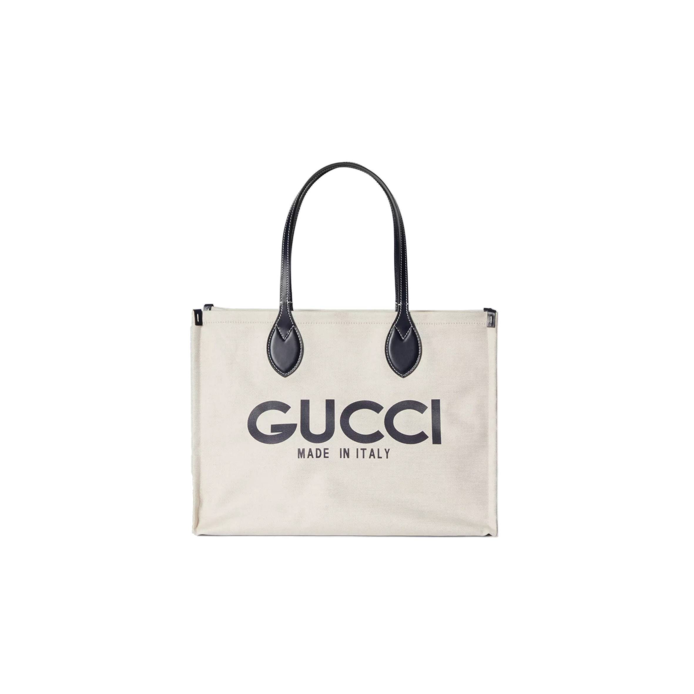 GUCCI PRINT TOTE BAG NEW BEIGE CANVAS BLACK 772176 (41*29*18cm)